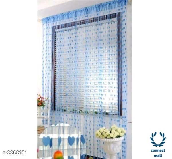 Fashionable Net Polyester Door Curtains ( Pack Of 2 ) - (LXW):7ft X4ft, Sky Blue, Net Polyster, Stitched, Pack Of 2